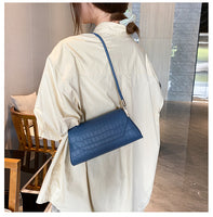 韓國熱賣 夏季新款 高雅質感仿鱷魚壓紋梯形手袋 肩背袋