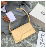 夏季新款 韓國熱銷手袋 簡潔率性掀蓋磁扣仿鱷魚壓紋百搭多用款單肩包／ 斜背袋 ／ 手提包