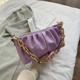 歐美日韓 夏季熱賣手袋 優雅休閒方型鏈條皺褶百搭單肩包