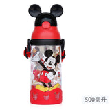 人氣熱賣 迪士尼卡通米奇耳仔造型 兒童用（附帶吸管便攜式背帶）防漏水壺／水樽 500ml - 紅色