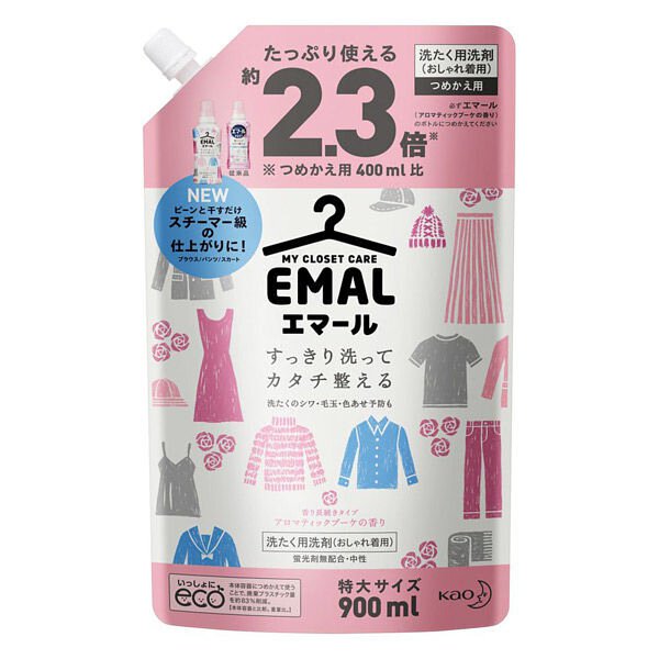 【 日本🇯🇵熱賣 暢銷洗衣產品 補充裝 400ml 日本 KAO EMAL 防縮護色洗衣液  花香（粉） 】