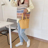 韓國熱賣 人氣新款 簡約率性百搭單色帆布小手袋 便當包 飯盒包 手提袋
