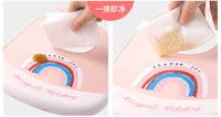 【 熱賣🐰嬰兒矽膠飯圍兜 防水 口水兜 食飯兜 免手洗 - 波點兔子🐰 】