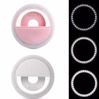 日本熱銷 - LED手機補光燈 美顏自拍神器 RK12圓形USB充電美顏補光燈- 四色可選