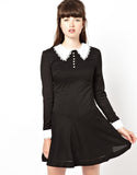 Swing Dress with Lace Collar and Cuff